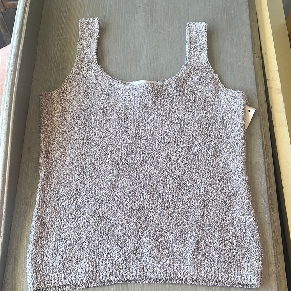 NWT. Johanne Beck viscose stretch Gray Textured Tank Top size small